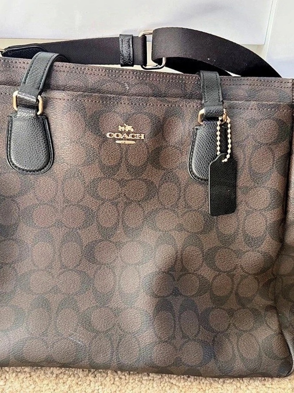 Coach Gallery Tote In Signature Canvas Brown & Black